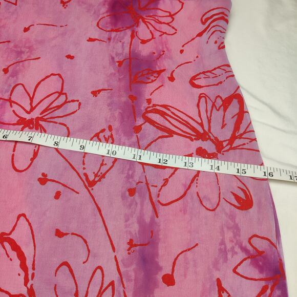 Vtg Y2K Hourglass Pink Floral Fairy Babydoll Sparkle Midi Mesh Slip Dress XS / S - Picture 10 of 11